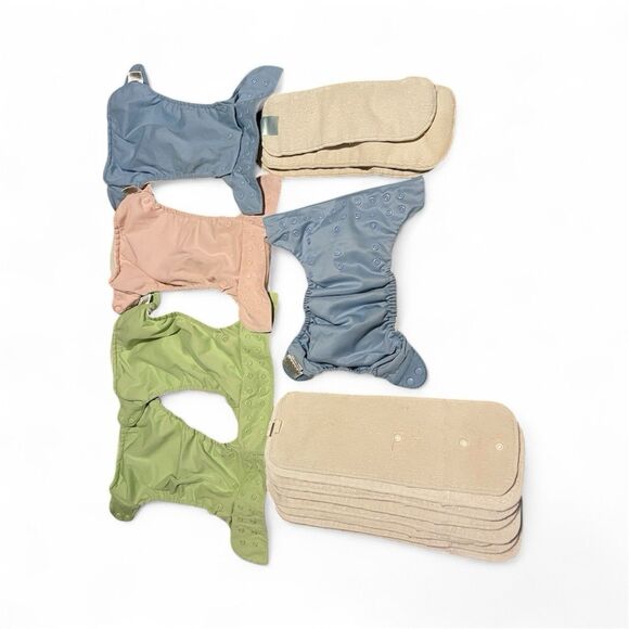 Lot Of 5 bumGenius One-Size Pocket Diapers With 11 Inserts 1 All in One - Picture 3 of 4